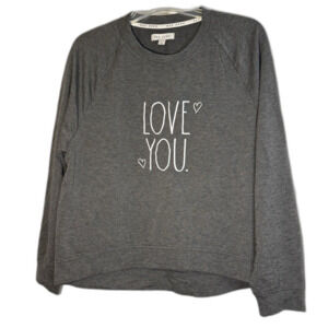 Rae Dunn Love You  Womens Size XL Heather Gray Lightweight Sweatshirt